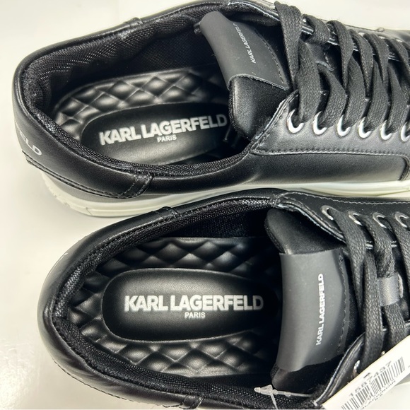New Karl Lagerfeld Paris Smooth Leather Shoes Men’s 8.5 Black Low Tennis Sneaker - Picture 13 of 16